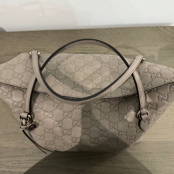 GUCCI Grey Monogrammed Leather Top Handle Bag - Picture 9 of 14